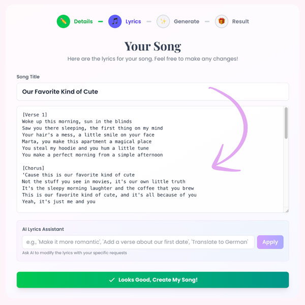 AI generates custom lyrics and music for your love song